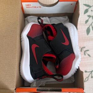 Nike Kids Black & Red Slip-On Sneakers with White Sole